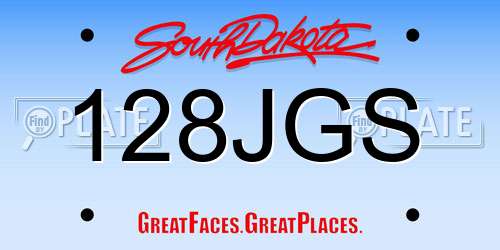 128JGS South Dakota License Plate