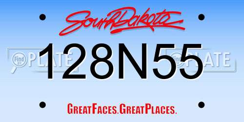 128N55 South Dakota License Plate