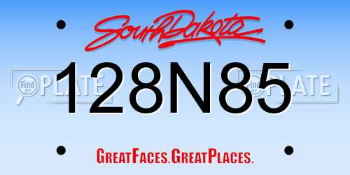 128N85 South Dakota License Plate