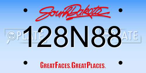 128N88 South Dakota License Plate