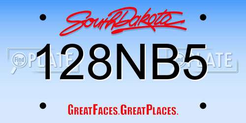 128NB5 South Dakota License Plate