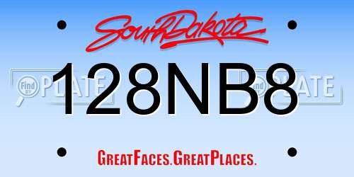 128NB8 South Dakota License Plate