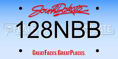128NBB South Dakota License Plate