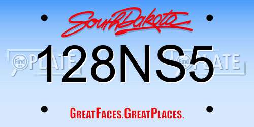 128NS5 South Dakota License Plate