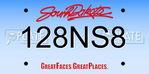 128NS8 South Dakota License Plate