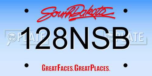 128NSB South Dakota License Plate