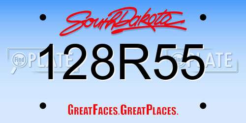 128R55 South Dakota License Plate