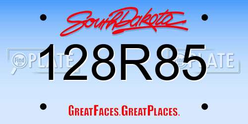 128R85 South Dakota License Plate
