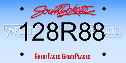 128R88 South Dakota License Plate
