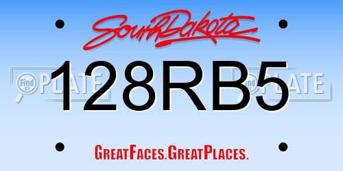 128RB5 South Dakota License Plate