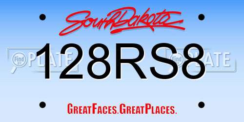 128RS8 South Dakota License Plate