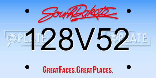 128V52 South Dakota License Plate