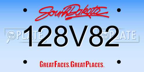128V82 South Dakota License Plate