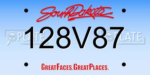 128V87 South Dakota License Plate