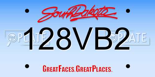 128VB2 South Dakota License Plate