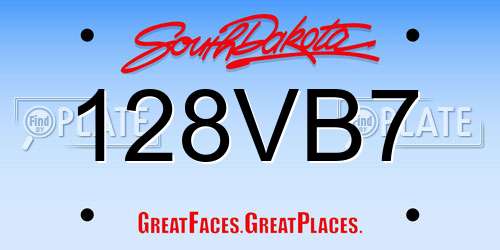 128VB7 South Dakota License Plate