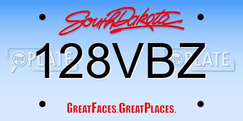 128VBZ South Dakota License Plate