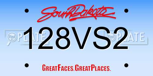 128VS2 South Dakota License Plate