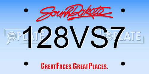 128VS7 South Dakota License Plate