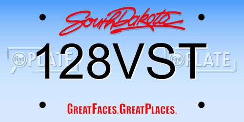 128VST South Dakota License Plate