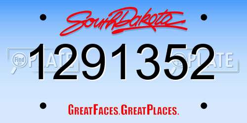 1291352 South Dakota License Plate
