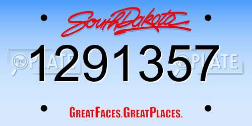 1291357 South Dakota License Plate