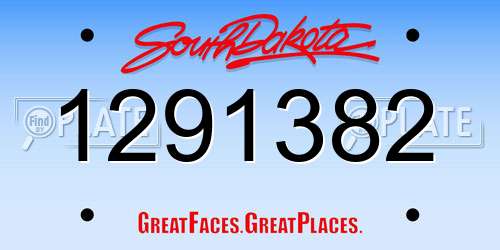 1291382 South Dakota License Plate