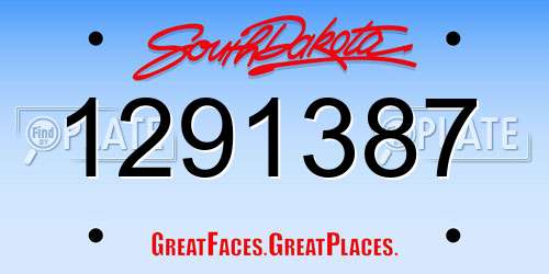 1291387 South Dakota License Plate