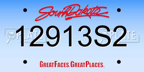 12913S2 South Dakota License Plate