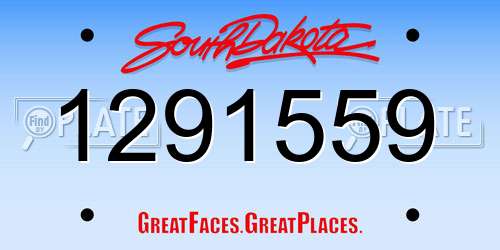1291559 South Dakota License Plate
