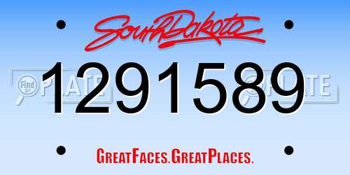 1291589 South Dakota License Plate