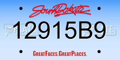 12915B9 South Dakota License Plate