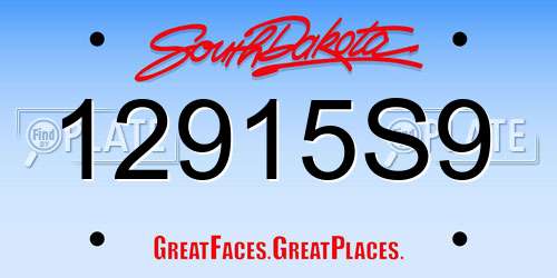 12915S9 South Dakota License Plate