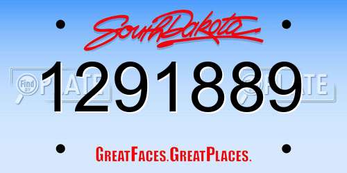 1291889 South Dakota License Plate