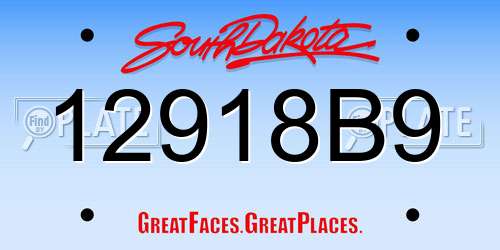 12918B9 South Dakota License Plate
