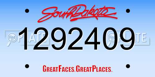 1292409 South Dakota License Plate