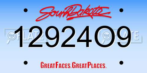 12924O9 South Dakota License Plate
