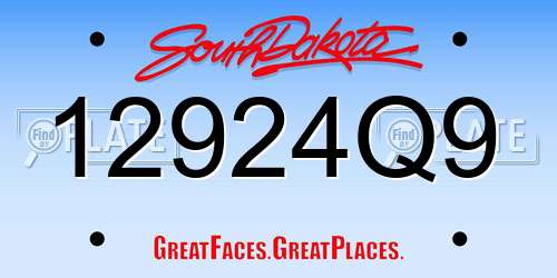 12924Q9 South Dakota License Plate