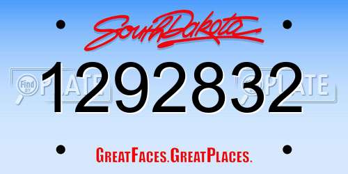 1292832 South Dakota License Plate