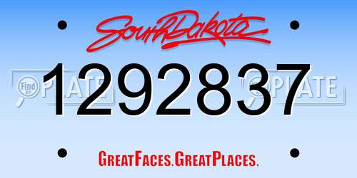 1292837 South Dakota License Plate