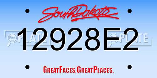 12928E2 South Dakota License Plate