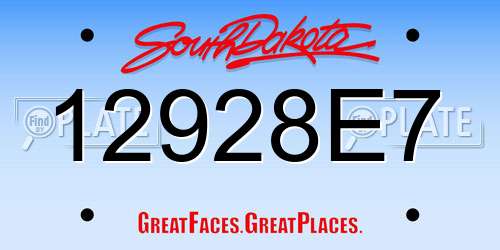 12928E7 South Dakota License Plate
