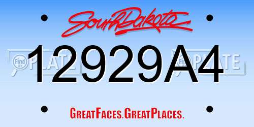 12929A4 South Dakota License Plate