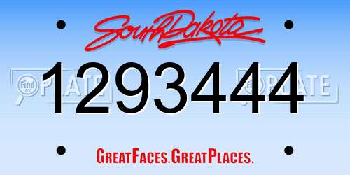 1293444 South Dakota License Plate