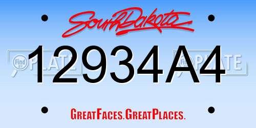 12934A4 South Dakota License Plate