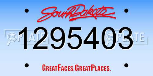 1295403 South Dakota License Plate