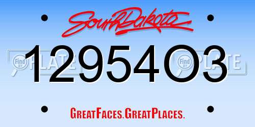 12954O3 South Dakota License Plate