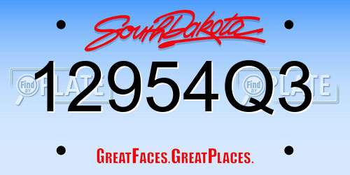 12954Q3 South Dakota License Plate