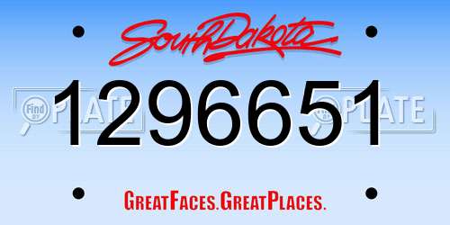 1296651 South Dakota License Plate