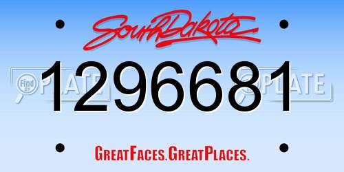 1296681 South Dakota License Plate